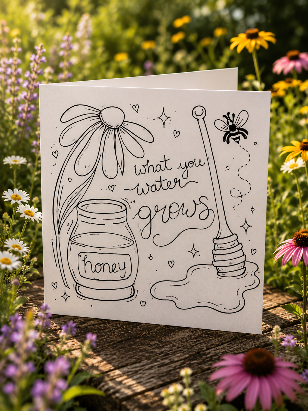 What You Water Grows | Bee & Honey Encouragement Card