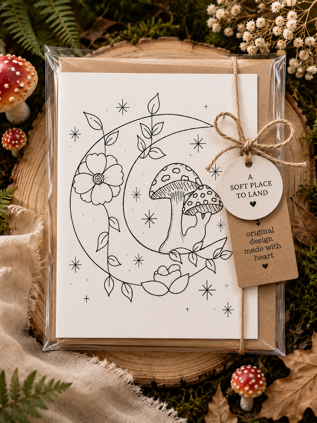 Moonlit Mushrooms | Woodland Greeting Card