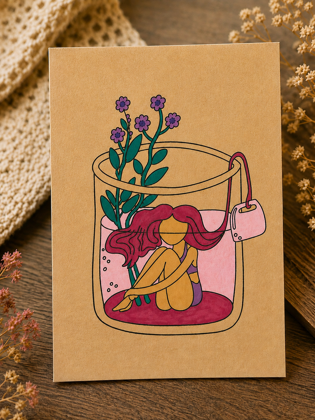 Blooming in her own world| Inspirational Greeting Card