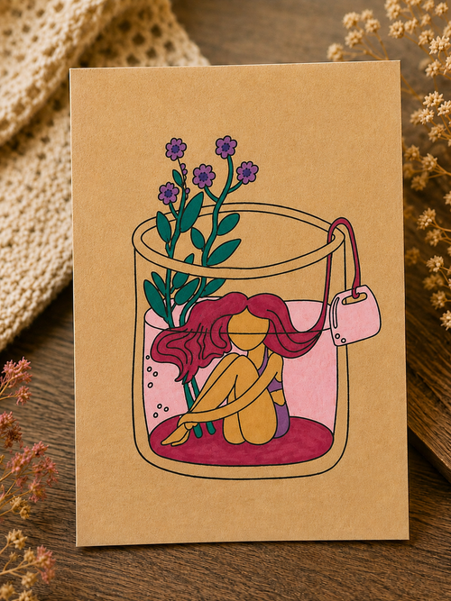Blooming in her own world| Inspirational Greeting Card