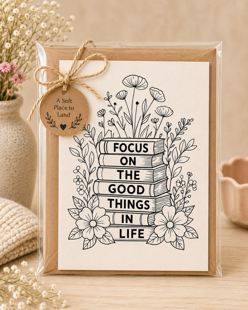 Focus on the Good Things in Life | Book Lover Greeting Card