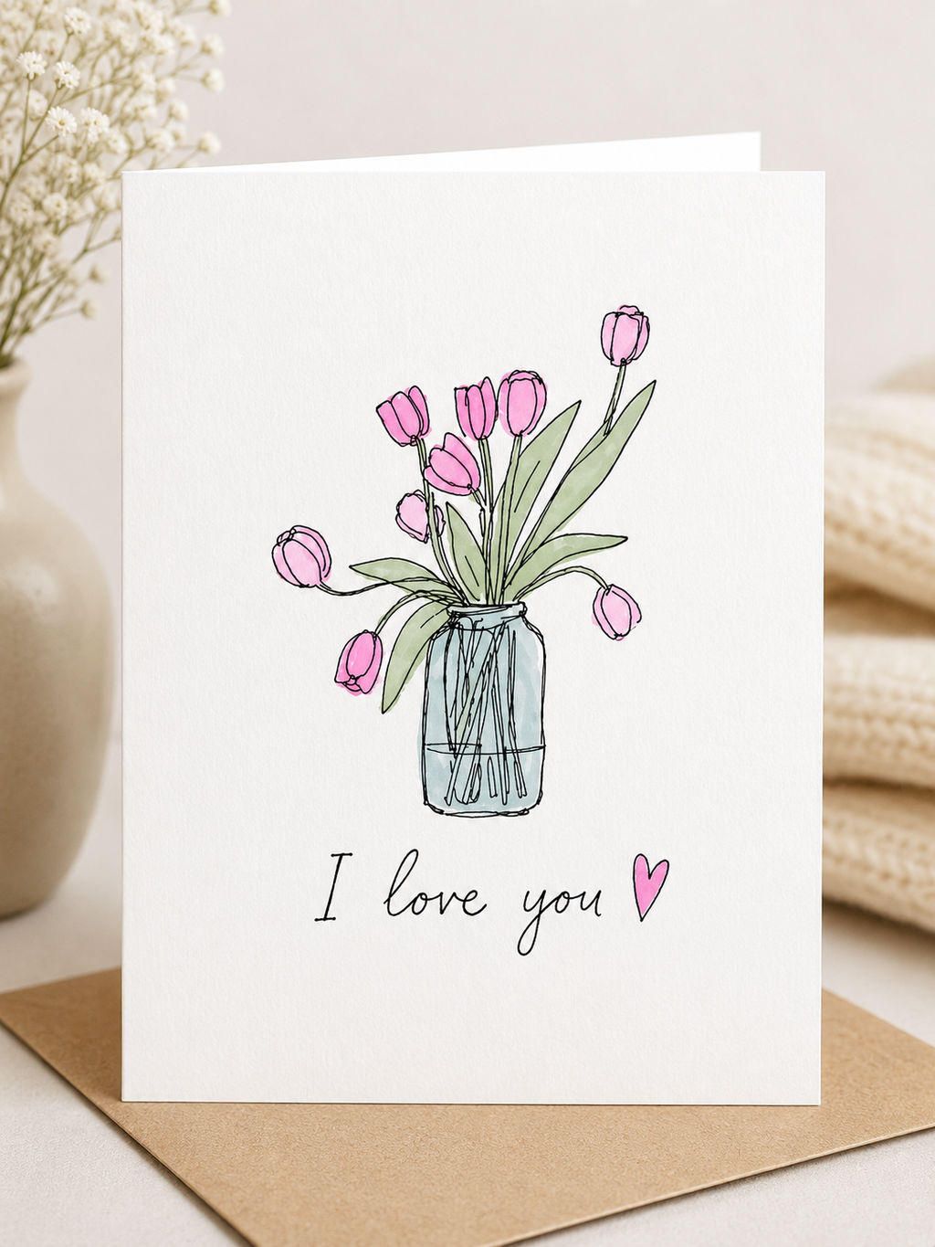 I Love You Tulips | Romantic Greeting Card